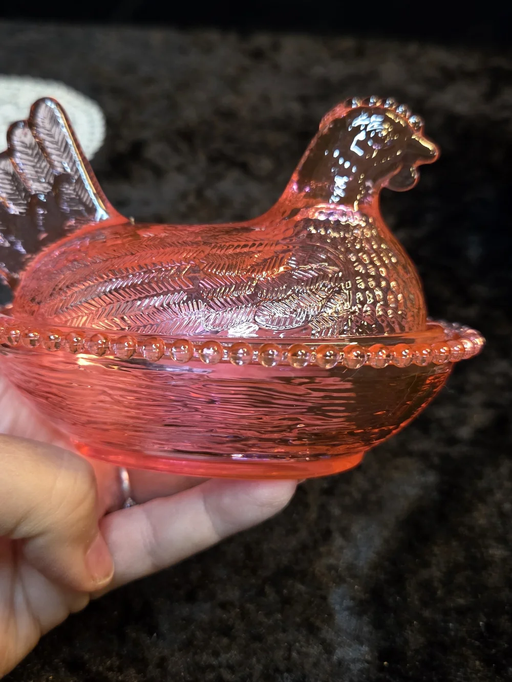 Pink Hen on a Nest Unbranded Acrylic (Plastic) Measures 5 Inches Long